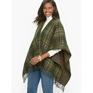 Talbots Woven Plaid Ruana Reversible One Size